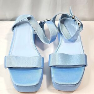 Asos Light Blue Flatform Sandals Size 8W